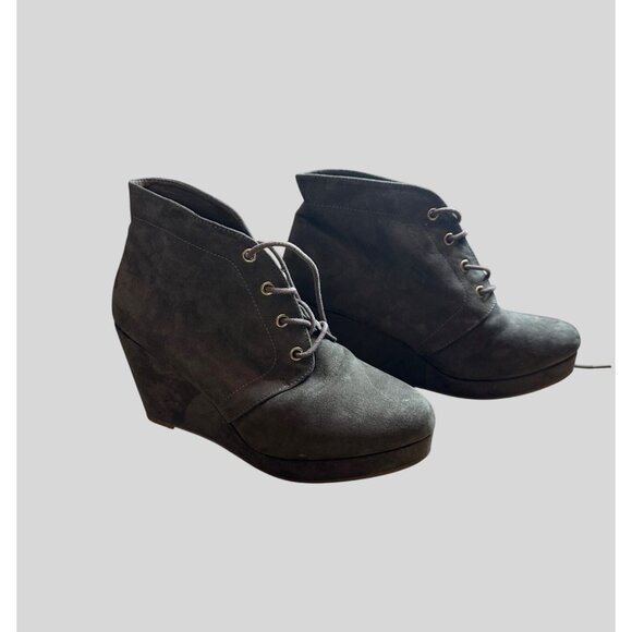 Just Fab Women's Wedge Heel Lace-Up Suede Ankle Boots Sz 10 - Picture 6 of 7